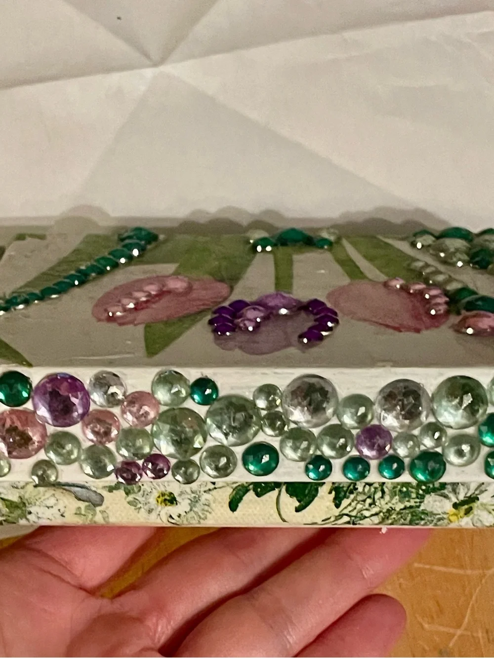 Handcrafted Tulip Decorative Trinket Box with Gem Accents
